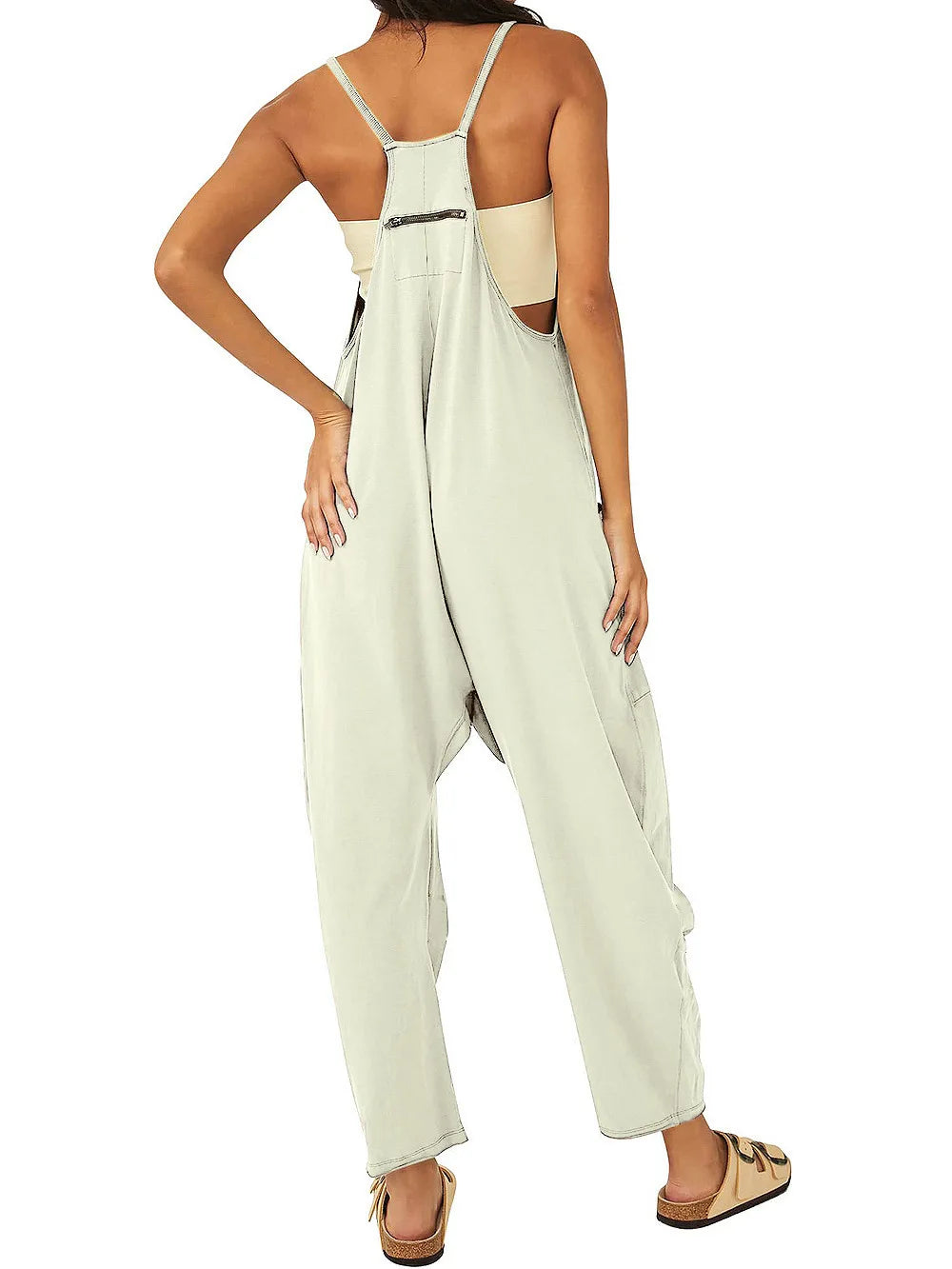 Women Casual Spaghetti Strap Sleeveless Jumpsuit Vintage Harajuku Wide Leg Loose Pants Summer Solid Oversize Overalls Rompers