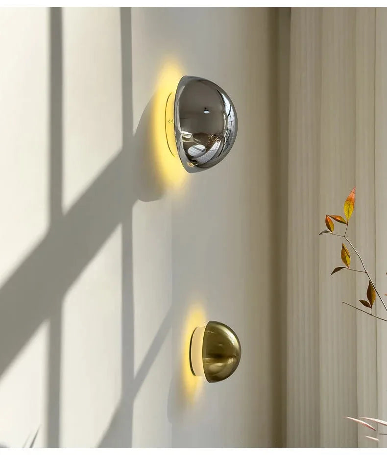 Medieval Bauhaus Chrome Wall Lamps Plated Semicircular Mushroom Lamp Danish Designer Living RoomBedroom Bedside Wall Lights