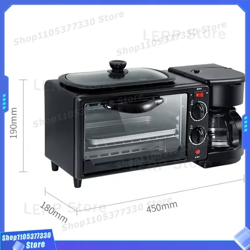3 in 1 Breakfast Station with Coffee Maker Toaster Oven and Hot Plate Multifunctional Kitchen Appliance for Home Use Compact