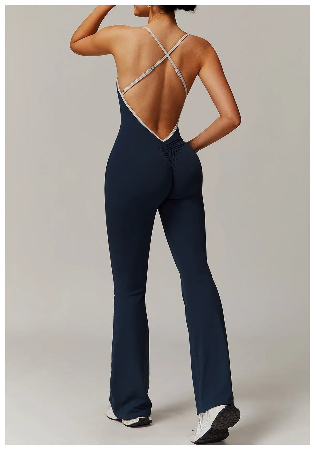 Nude Cross Back Yoga Onesie Pleated Micro Stretch Running Sports Fitness Horn Onesie