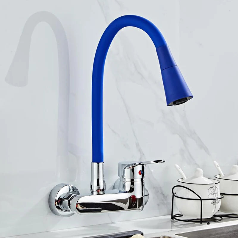 BAKALA Black Brass Chrome Taps For Kitchen Sink Kitchen Tap Chrome Dual Hole Wall Kitchen Mixer Kitchen Faucet Torneira Cozinha