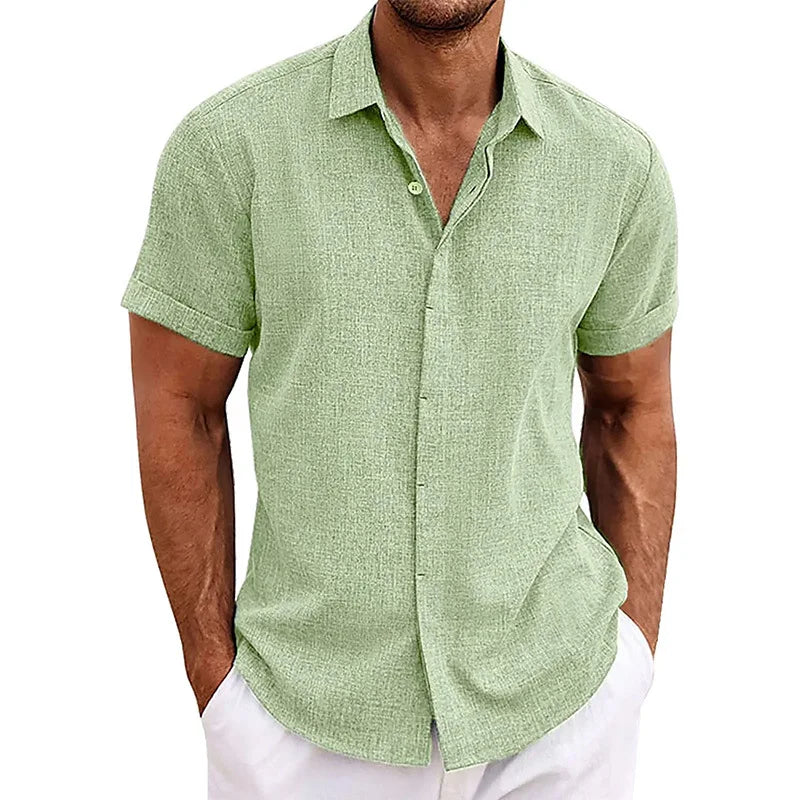 Men's Cotton Linen Short Sleeved Shirt Summer Casual Camisas Harajuku Blusas Mens Shirts Fashion Tops Men Clothing Streetwear