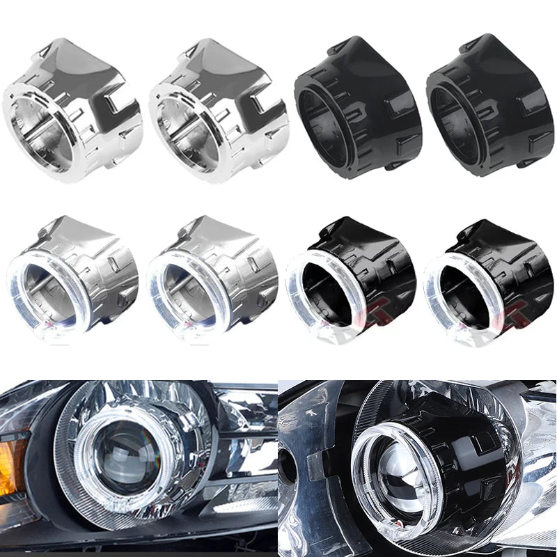 2.5 inch 80mm LED Angel Eyes Projector Shrouds WST Bi-xenon Bi-led Headlight Lenses Cover Mask Car Light Retrofit Accessories