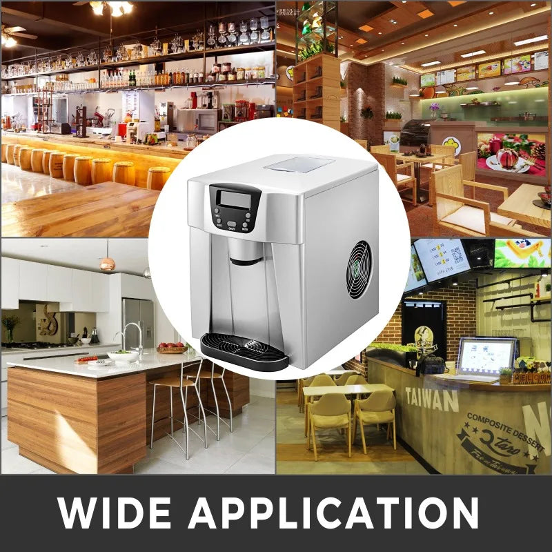 2-In-1 commercial ice maker 35kg/24h with electric water dispenser for outdoor home and hotel use