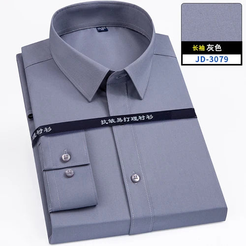 4XL 5XL 6XL 7XL 8XL Bamboo Fiber Plaid Shirt Striped Blue Casual Business Longsleeve Shirt for Men Streetwear Slim Fit Shirt Men