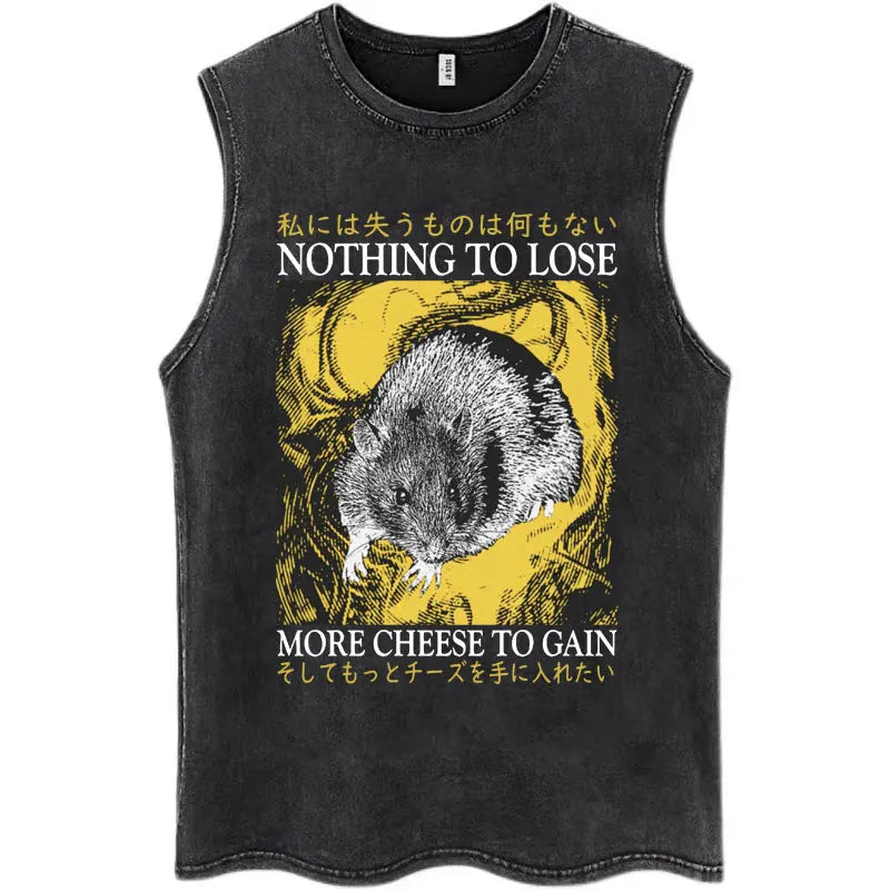 Japan I Alone Pigeon Vintage Washed Tank Top Men Women Personality O-Neck T-Shirt Casual Cotton Oversized Sleeveless Streetwear