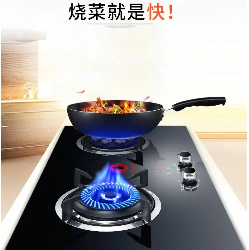 Gas stove with 9-hole dual burner, natural gas with built-in flameout protection, liquefied gas, household kitchen