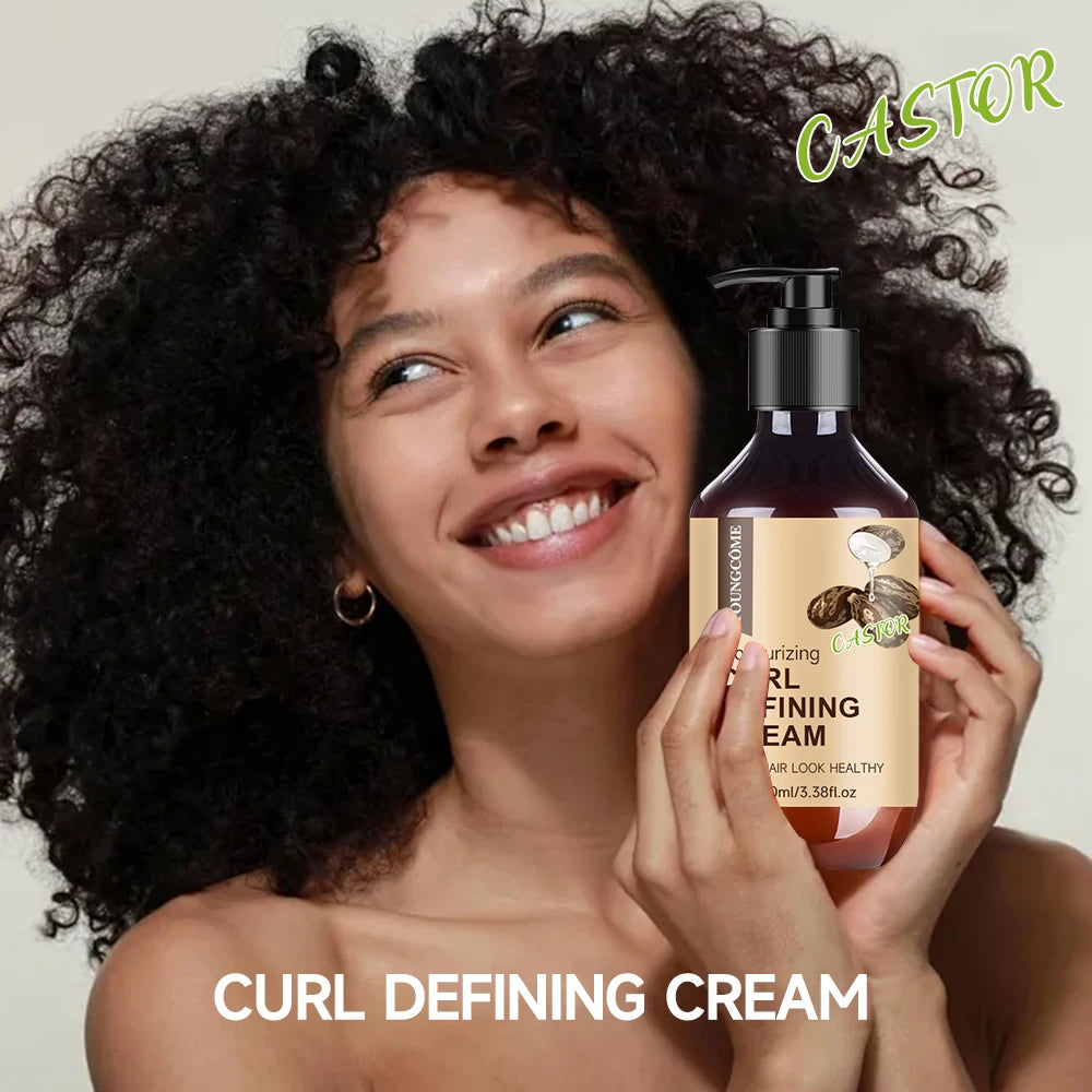 Castor Curl Styling Cream Shampoo Hair Treatment  Loc, Twist Gel, Tames Frizz & Edges Frizzy Smooth Nourish Straightening Care