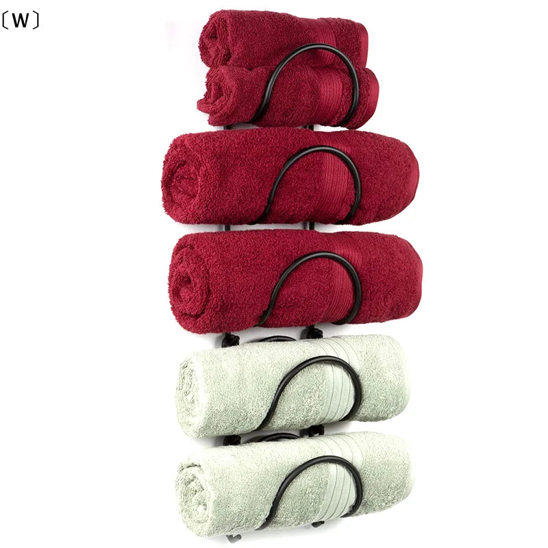 〔W〕Wrought Iron Metal Towel Rack For Bathroom Wall Decor, Curved Finish Bathroom Organizer〔Winter1〕