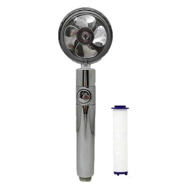 New Propeller Driven Shower Head Cotton Filter Turbocharged High Pressure Handheld Shower Nozzle