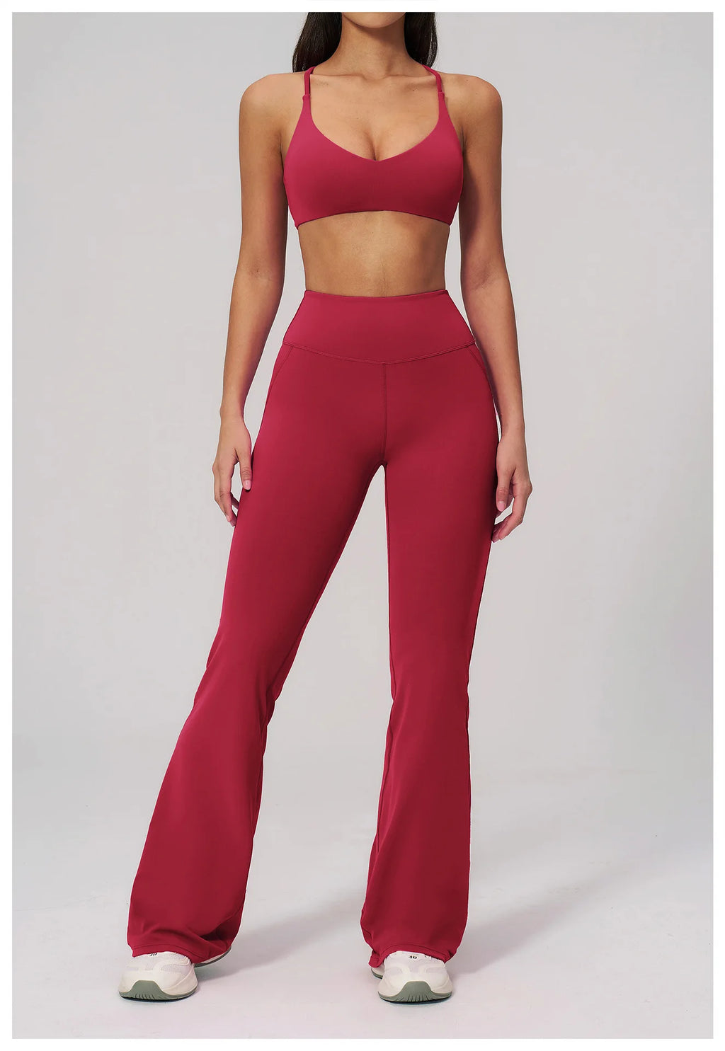 Women's Tracksuits 2PCS Flared Pants Yoga Set Gym Fitness Outfits Female Shockproof Sports Bra Yoga Workout Clothes Sports Sets