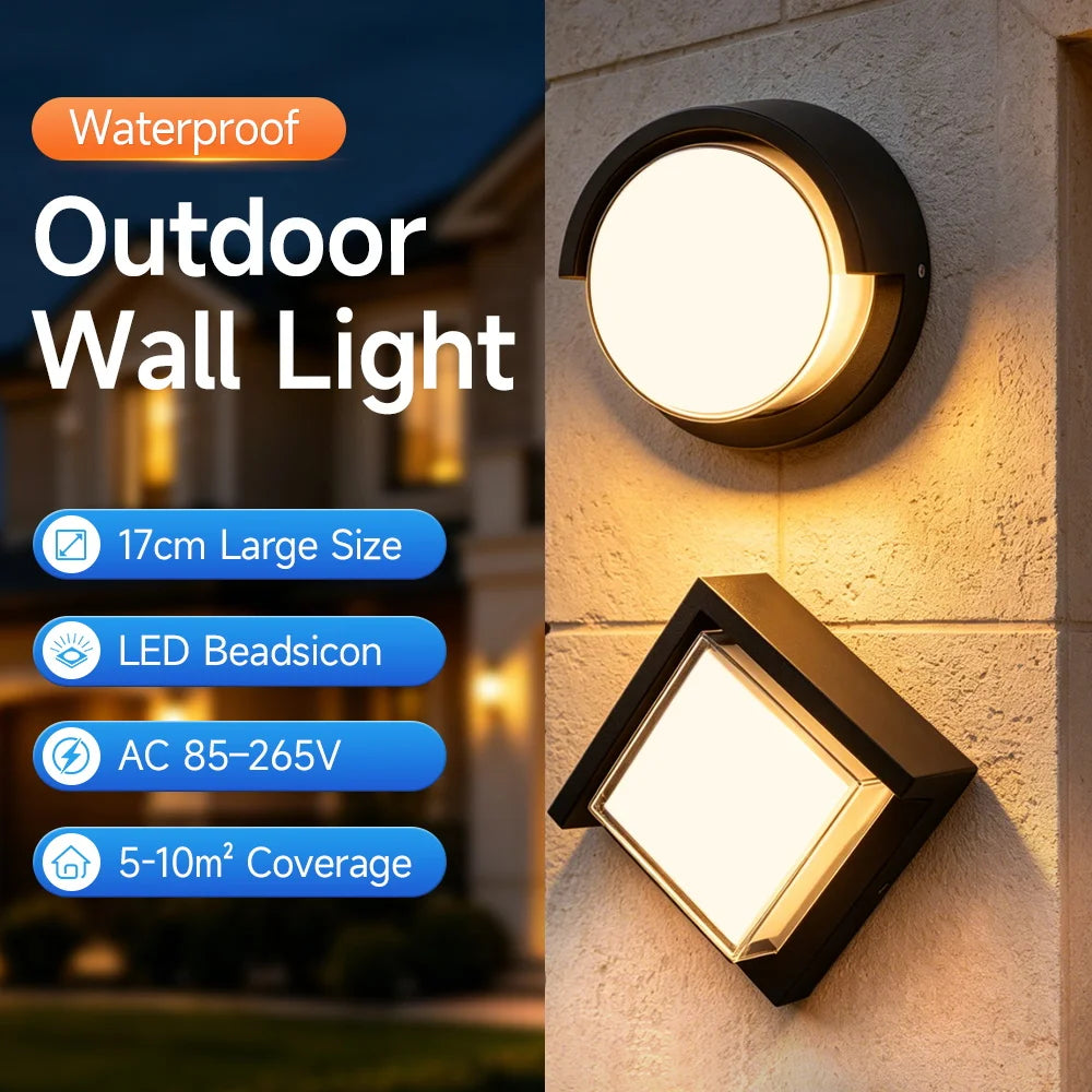 Outdoor Wall Light 85-265V IP65 Waterproof 25W 12W Garden Corridor Balcony wall lamp courtyard Decor Warm Light exterior Stairs