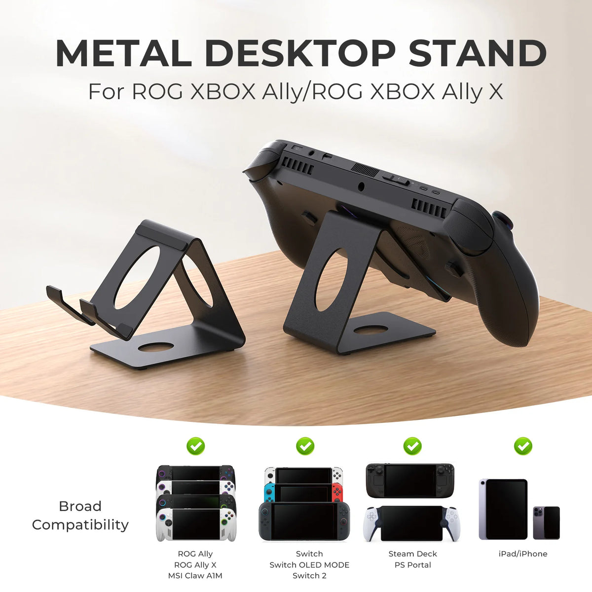 Desktop Stand Holder X155 for Game Console,Tablets Stand with Anti-Slip Silicone Pad Compatible with Steam Deck/ROG/Switch/Phone