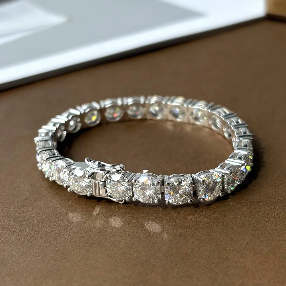 OEVAS Full Moissanite Tennis Bracelet 925 Silver Plated 18k Gold for Women Man Wedding Party Fine Jewelry Can Pass Diamond Test
