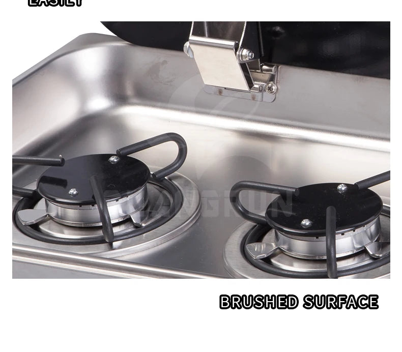 High Quality Two-Burner Gas Stove For Indoor Use Safe Tempered Glass Lid For RV Motorhome Caravan Boat