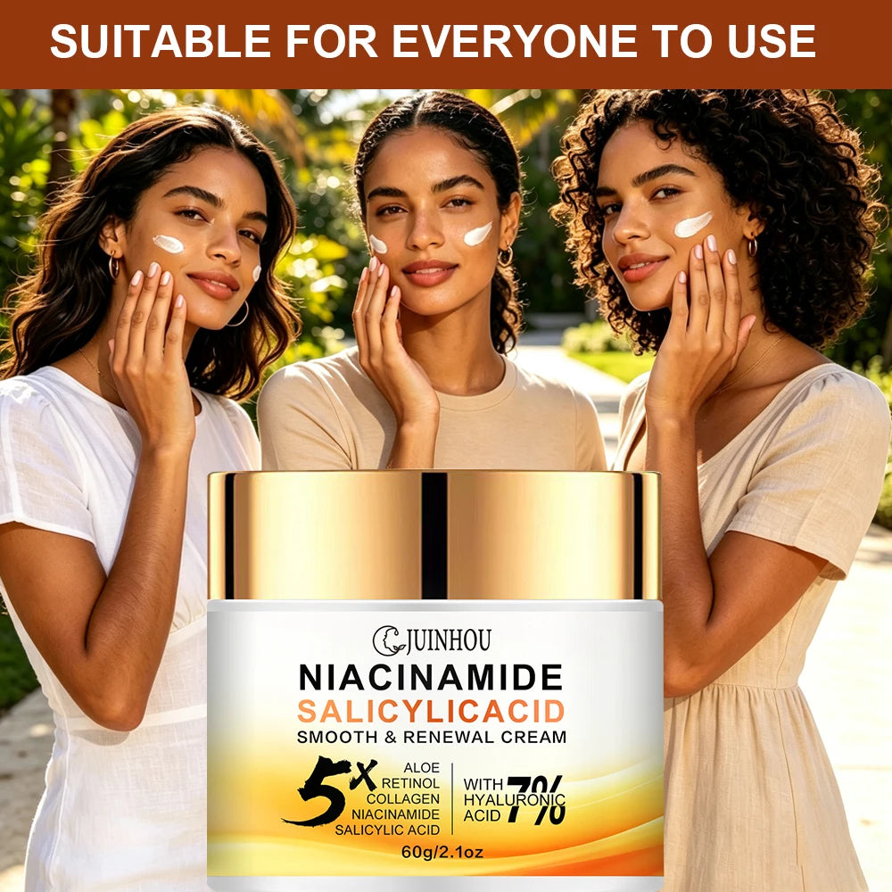 JUINHOU Facial Cream 5% Niacinamide 2% Salicylic Acid Oil Control Pore Cleansing Smooth Uneven Skin Daily Facial Moisturizer