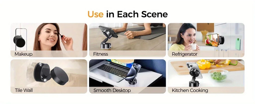Upgraded A2 Vacuum Magnetic Phone Holder – N52 Strong Magnet, One-Button Exhaust, Strong Suction Cup for Smooth Surfaces