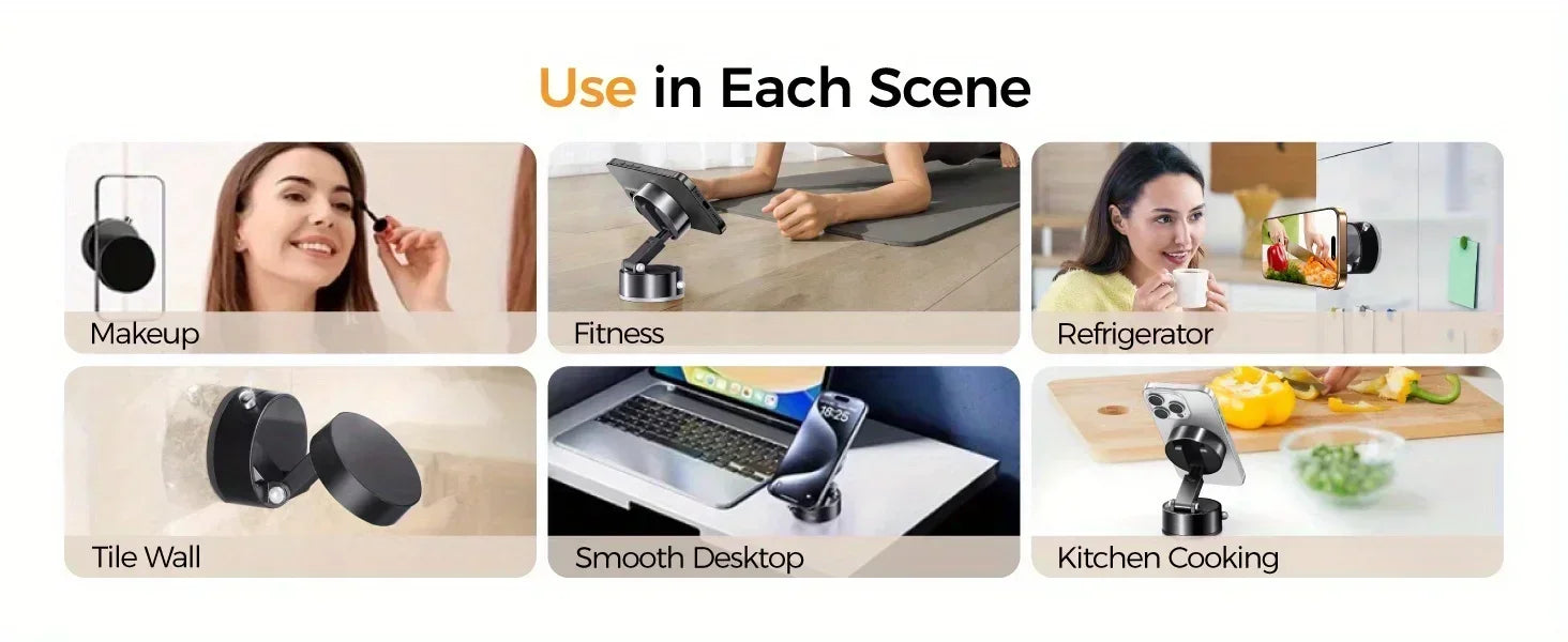 Upgraded A2 Vacuum Magnetic Phone Holder – N52 Strong Magnet, One-Button Exhaust, Strong Suction Cup for Smooth Surfaces