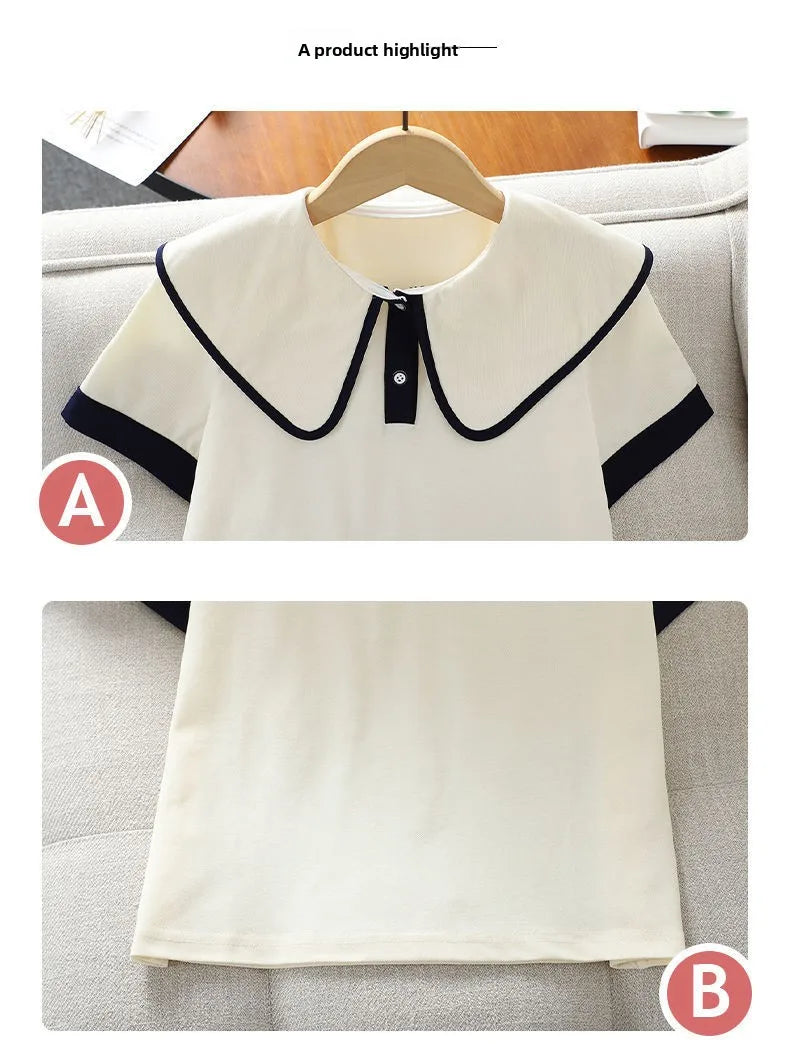 2026 New Summer Teenage Girls Clothing Sets Children Short Sleeve Top Shorts Two Piece Set Kids Casual Oufits School Clothing