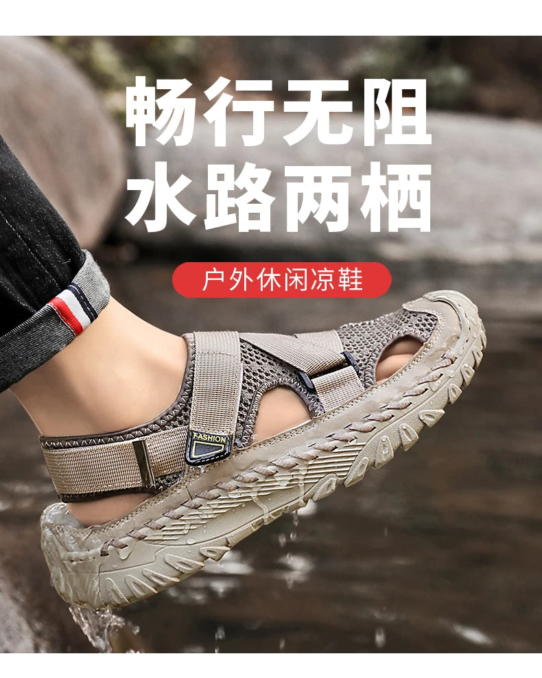 Summer Men Sandals Genuine Leather Mens Casual Shoes Outdoor Men Leather Sandals for Men Beach Shoes Roman mens Shoes