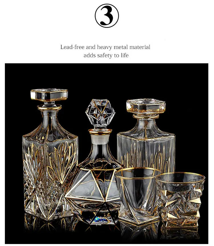 DSA crystal glass wine bottle gold-painted creative household whiskey bottle with lid white red wine decanter