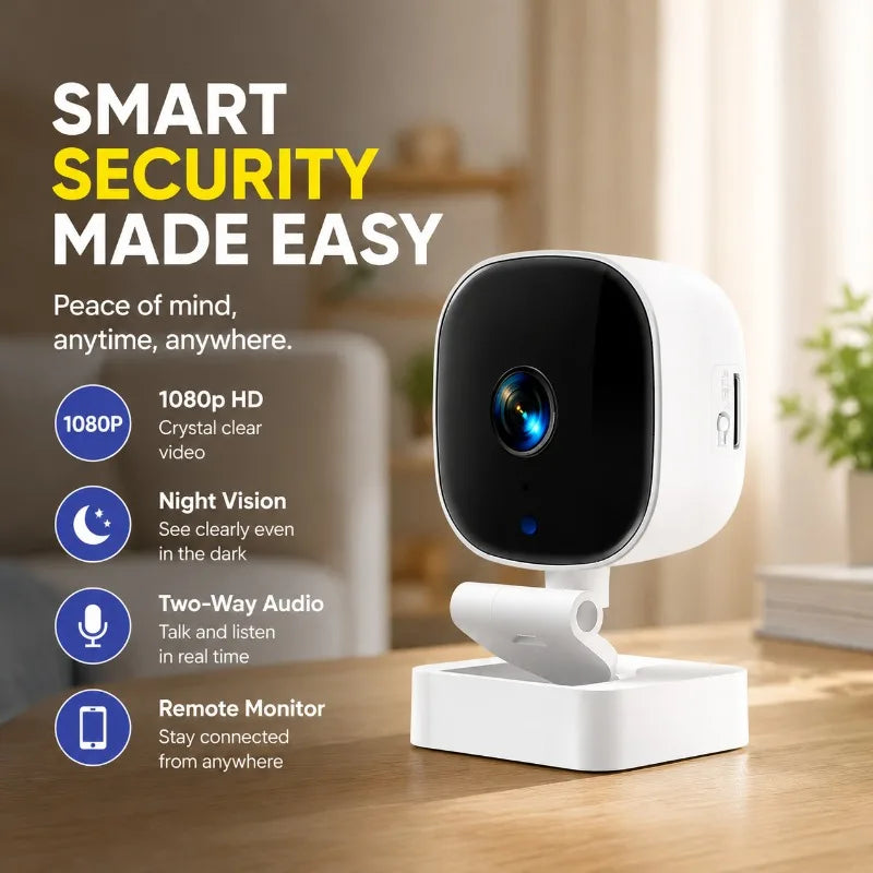 Mini Compact HD Wireless Surveillance Camera Mobile Remote Real-time View Indoor Safety Monitor Built-in Night Vision Motion
