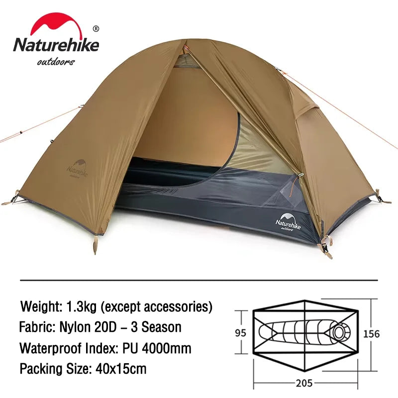 Naturehike Cycling Tent 1 Person Ultralight Backpacking Tent Double Layer Fishing Beach Tent Outdoor Travel Hiking Camping Tent