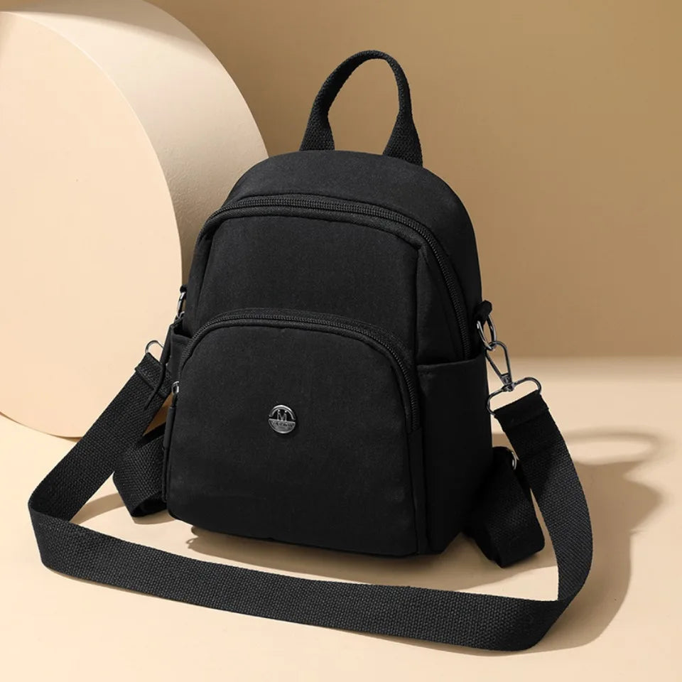 Solid Color Nylon Backpack Lightweight Travel School Bag Fashion Daypack for Work Small Travel Bag Multi-functional Shoulder Sac