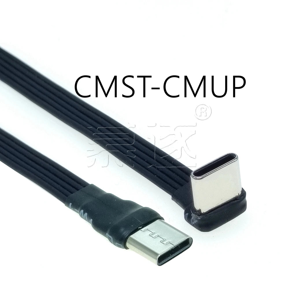 20CM 30CM 10CM 5CM USB 2.0 Type-C Flat Cable Extension FPC Cable USB 2.0 USB-C 90° Up/Down Angled Plug 5CM-1M