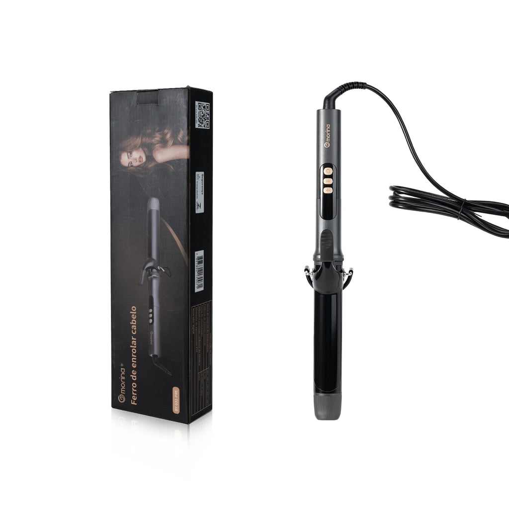Hair Curler 32mm with LCD Display, Black and Gold, 5 Temperatures (140 °C-220 °C), Ceramic Coating, Bivolt 110-220V