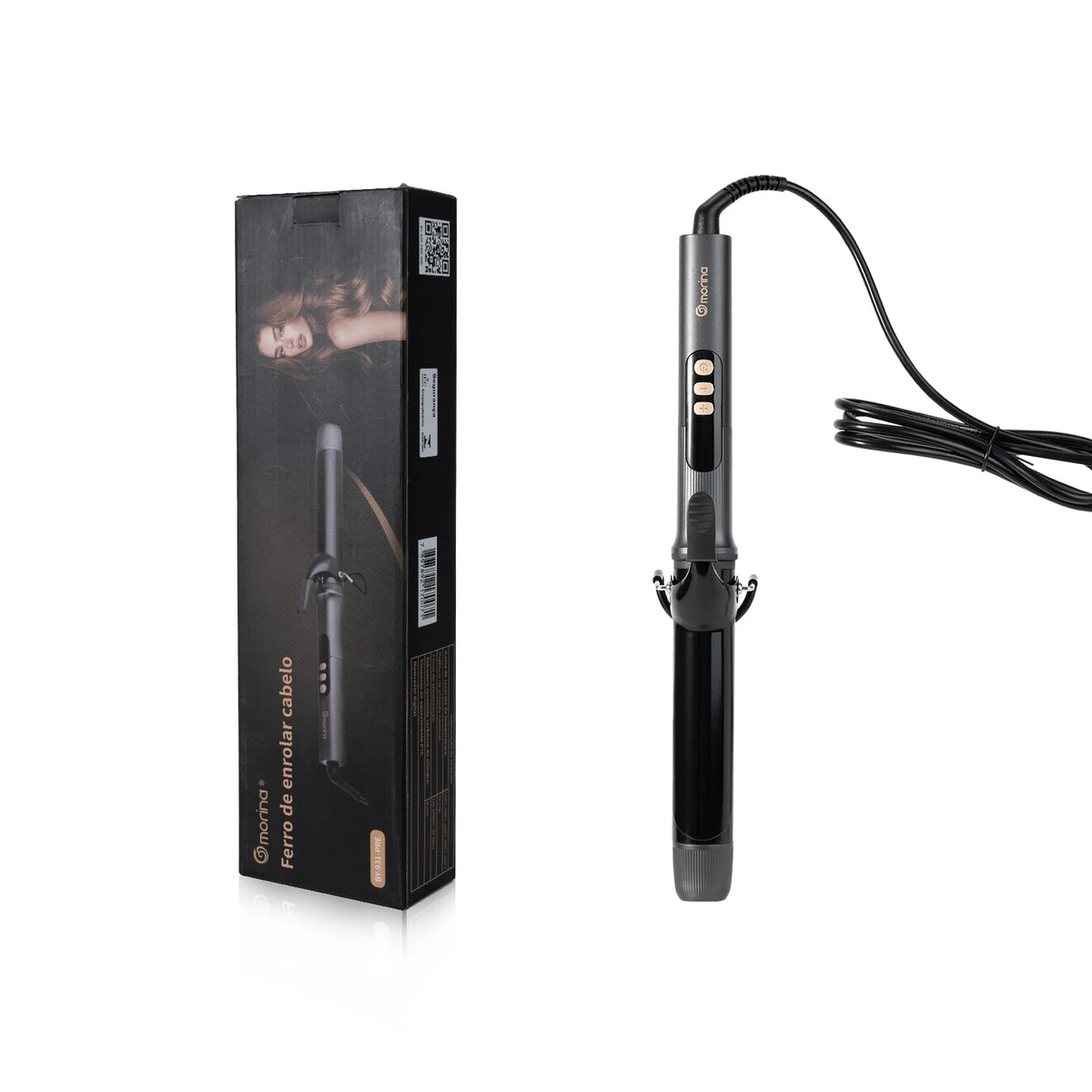 Hair Curler 32mm with LCD Display, Black and Gold, 5 Temperatures (140 °C-220 °C), Ceramic Coating, Bivolt 110-220V