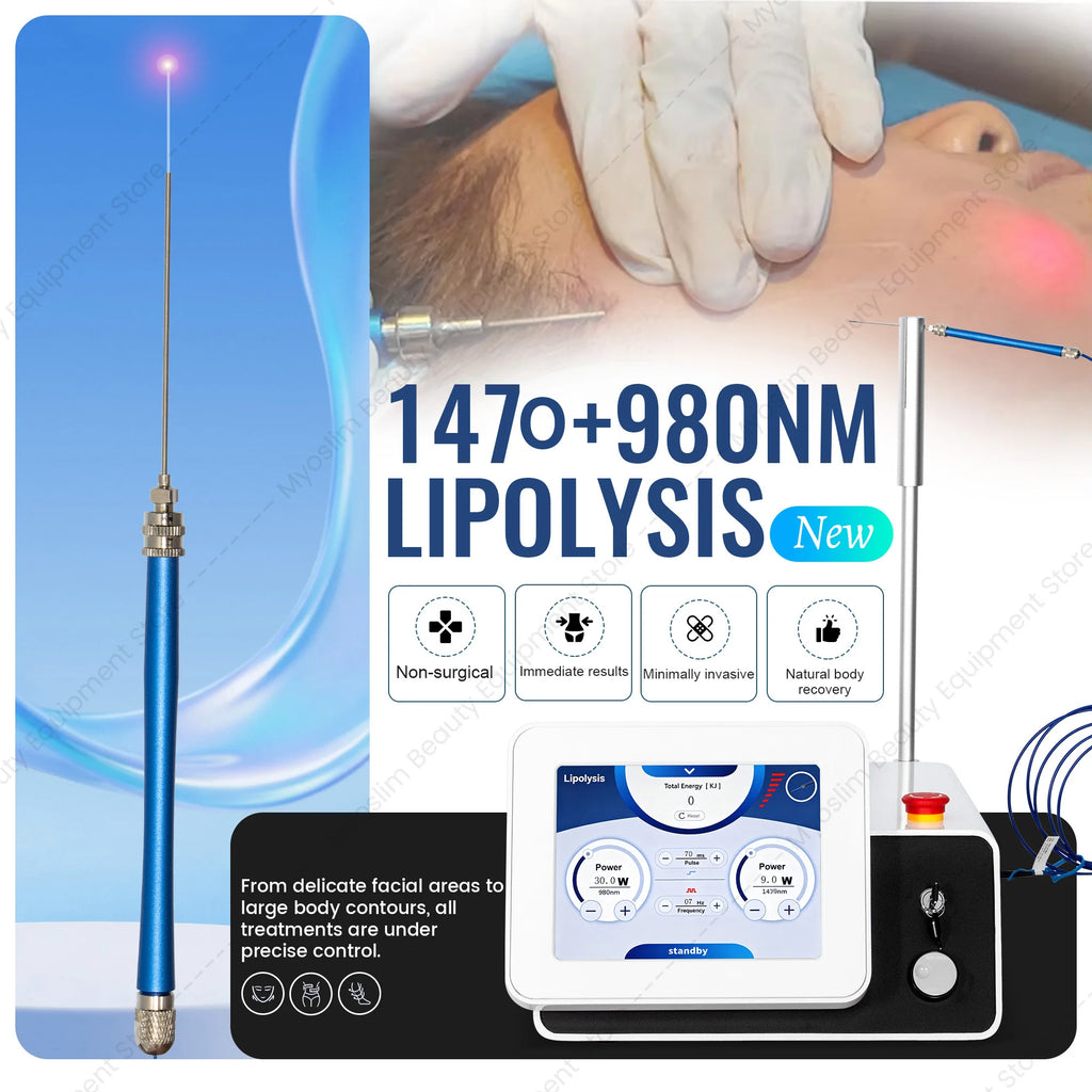 MYOSLIM Multifunctional Dual Wavelength Fiber Machine 980nm 1470nm Face Lift Body Shaping Skin Renew Device for Beauty Salons
