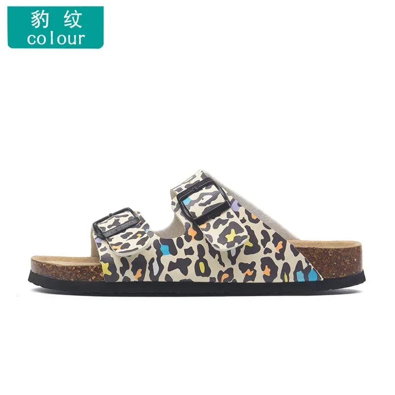 Slippers Women Buckle Flat Bottom Cork Slippers Man Summer Unisex Beach Button Outdoor Casual Sandals Designer Ladies Shoes