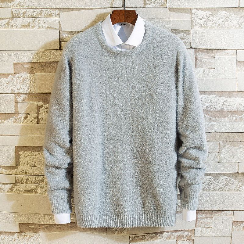 Men's Pure Mink Cashmere Sweater O-Neck Pullovers Knit Large Size Mink Sweater Winter New Tops Long Sleeve High-End Jumpers X49