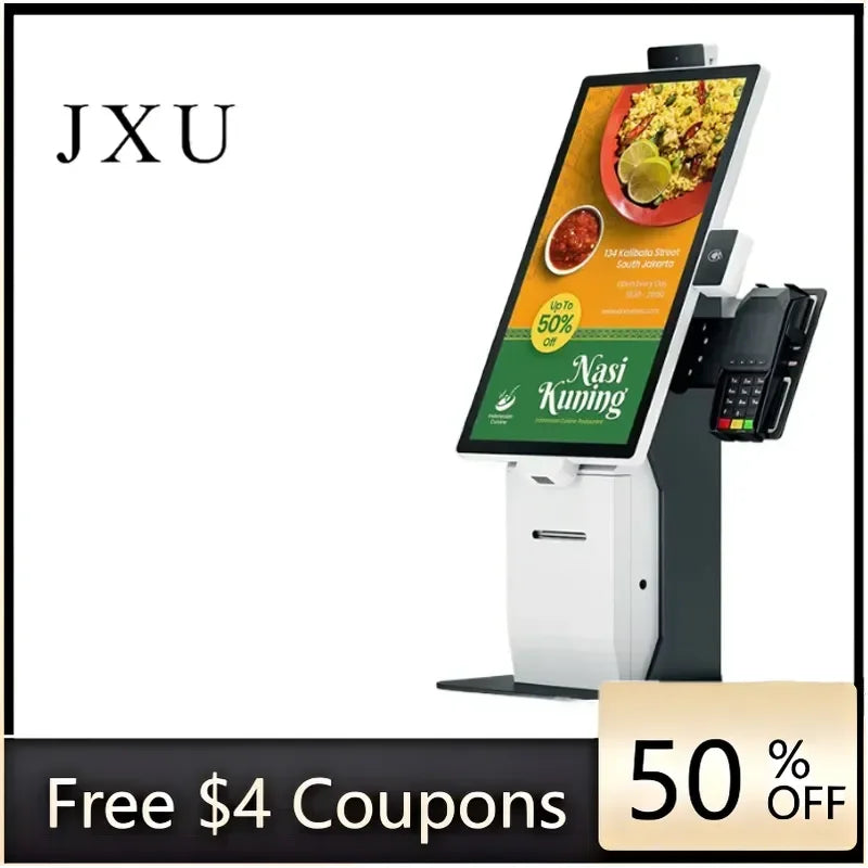 For Supermarket Restaurant 21.5 Inch Self Service Kiosk Touch Screen POS Terminal Vertical Ordering Machine with QR Code
