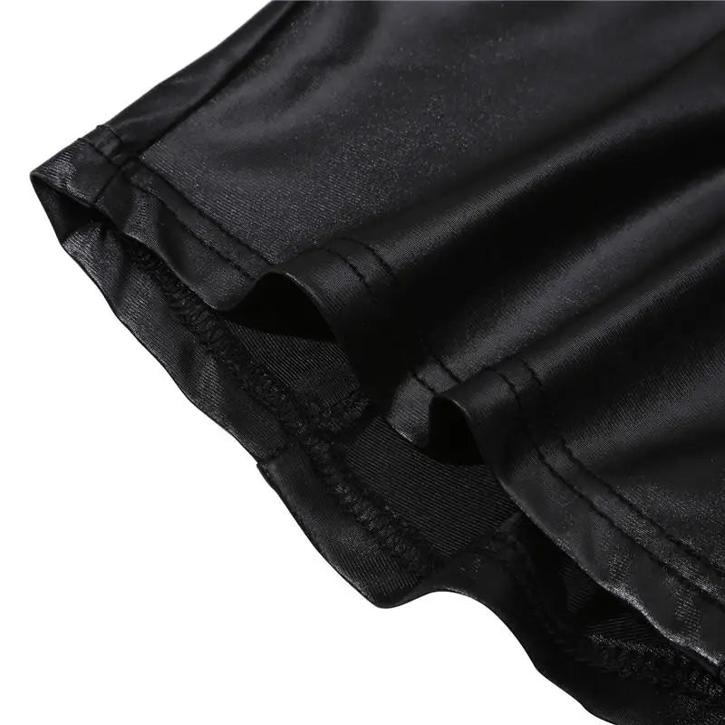 2026 Sexy Womens Shorts Shiny Elastic High Waist Shiny Faux PU Leather Short Pants Slim Hot Dance Clubwear Mini Shorts