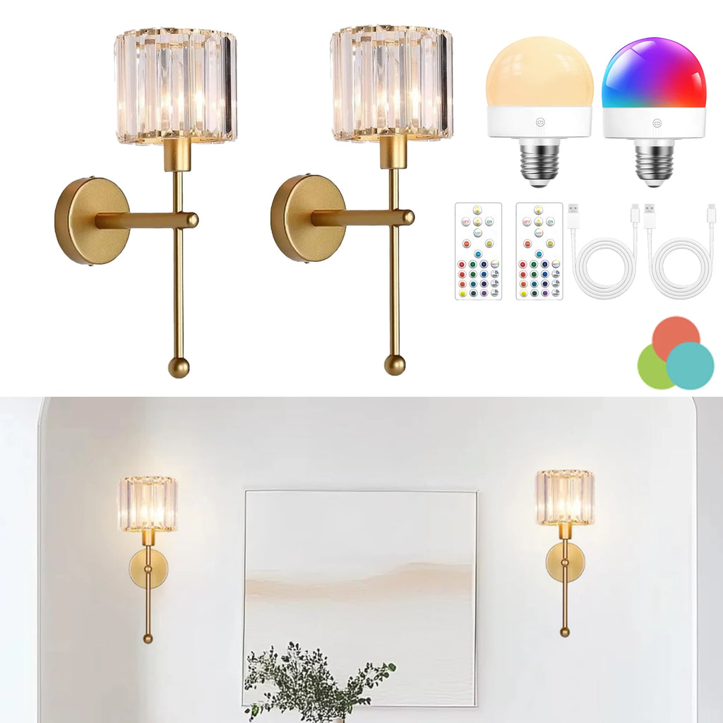 Modern LED wall light luxury transparent crystal wall light, no wiring and rechargeable, living room corridor lighting fixtures,