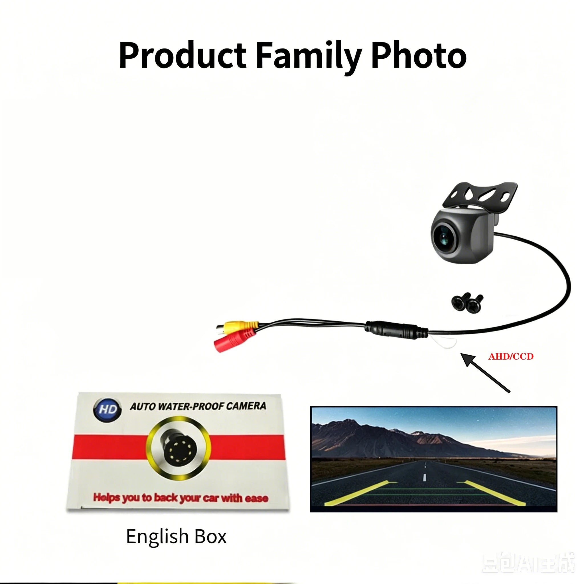 Car Camera HD Night Vision AHD/CCD Universal Dynamic Trajectory Reversing Camera Waterproof Fisheye 170 Degrees.