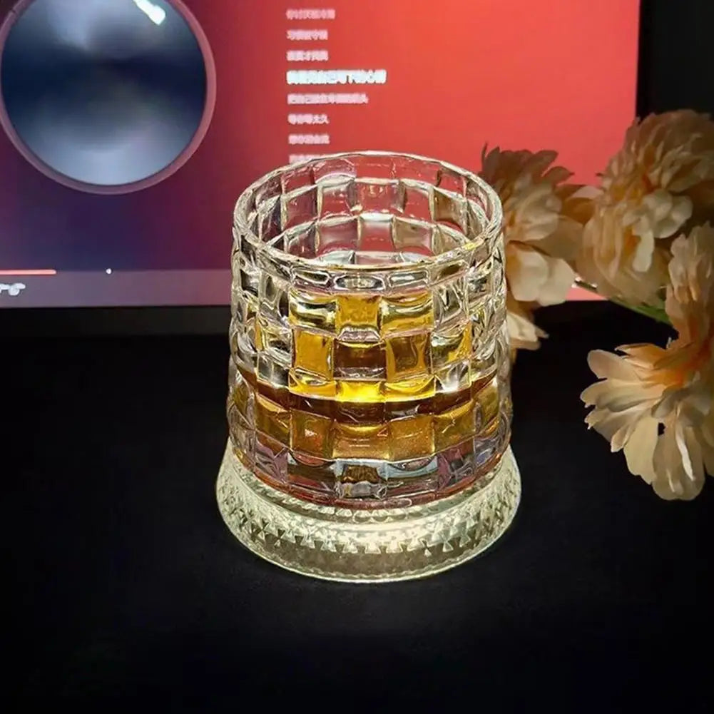 Luminous Rotating Whiskey Glass Elegant Whiskeys Cup Crystal Glass Drinkware for Parties for Cocktail Party Drinking Glass 1pcs