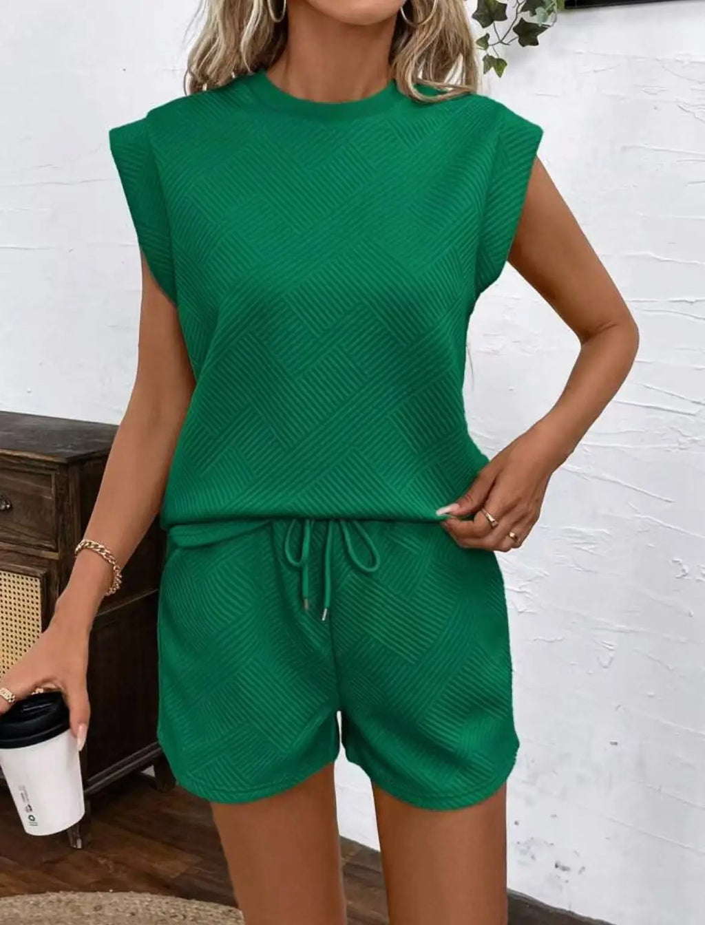 Women Shorts Pant Set Two Piece Sets Round Neck Solid Casual Loose Tops Short Pants Lace Up Elastic Waist Y2k Streetwear 2026
