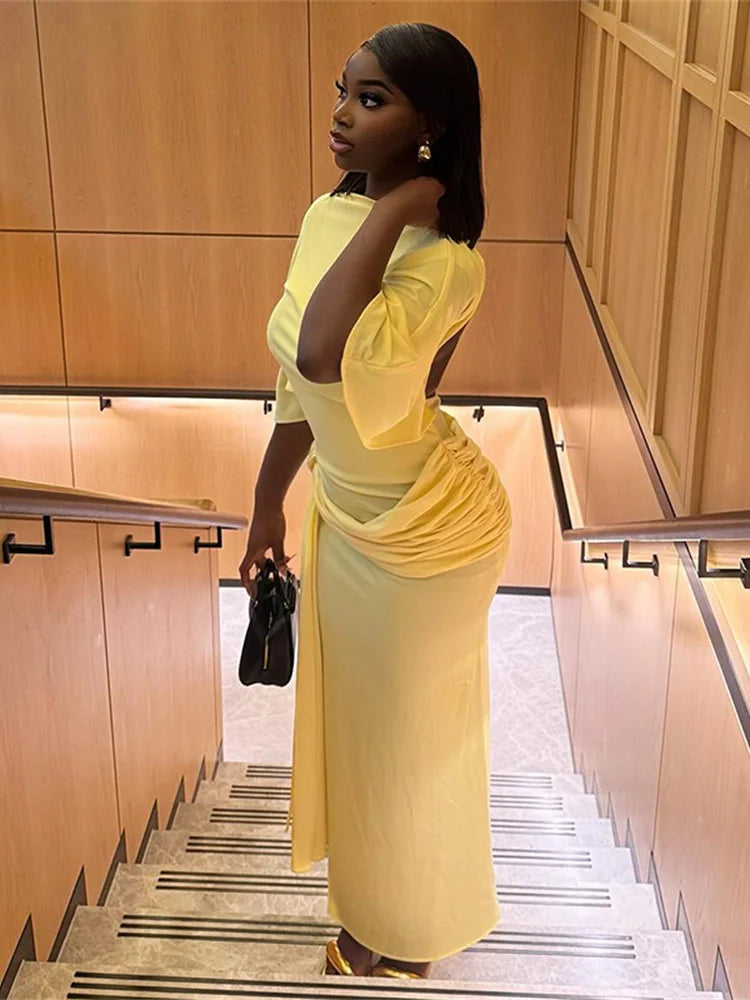 Weird Puss Sexy Split Dress Women Y2K Belt Ribbon Patchwork Backless Short Sleeve Classic Evening Birthday Party Elegant Bodycon