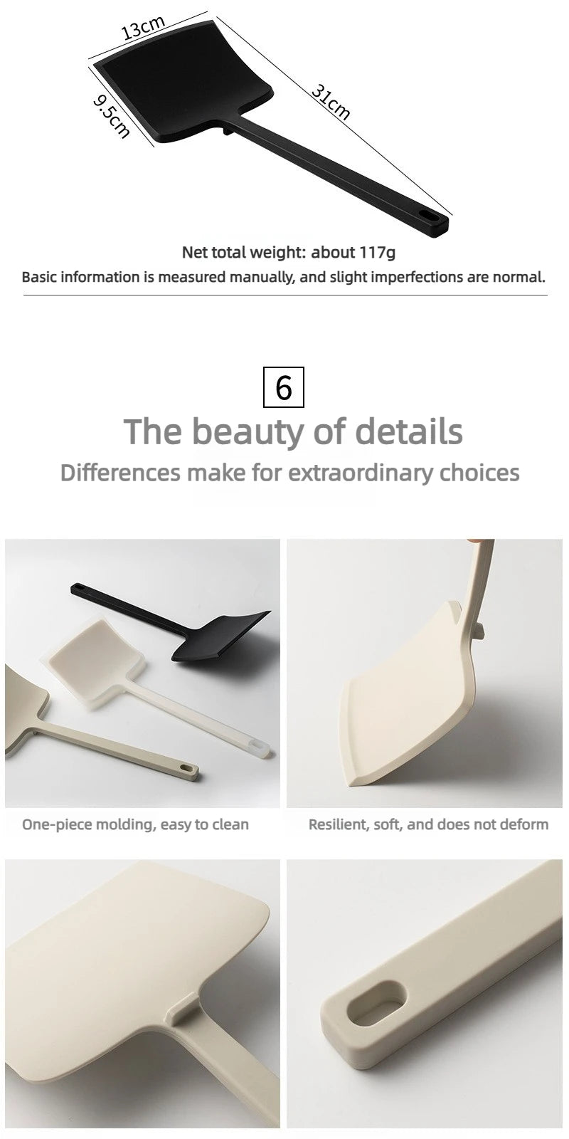 Food Grade Silicone Spatula Non-Stick Pan Safe Heat Resistant Wide Head Cooking Turner Scraper for Baking Frying Kitchen Utensil