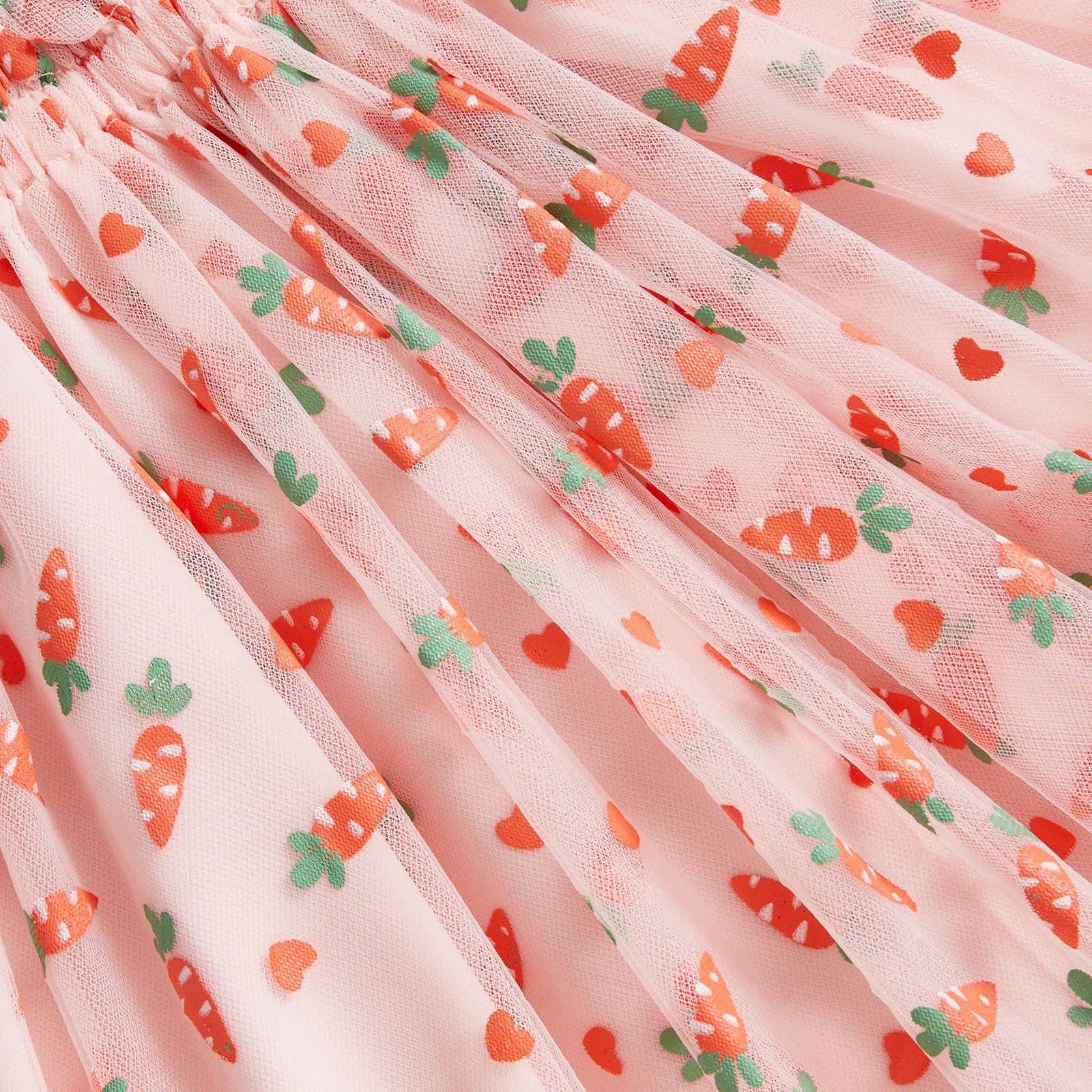 Toddler Baby Girls Easter Tulle Dress Cute Carrot/Rabbit Print Ruffled Flying Sleeve Mesh Dress for Summer Casual Clothes