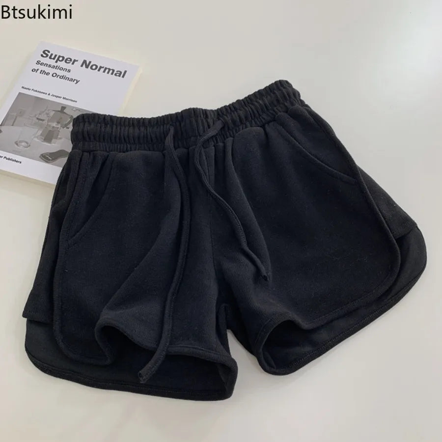 New2026 Women's Summer Casual Loose Drawstring Sports Shorts Elastic High Waist Fitness Running A-line Shorts Leisure Home Pants