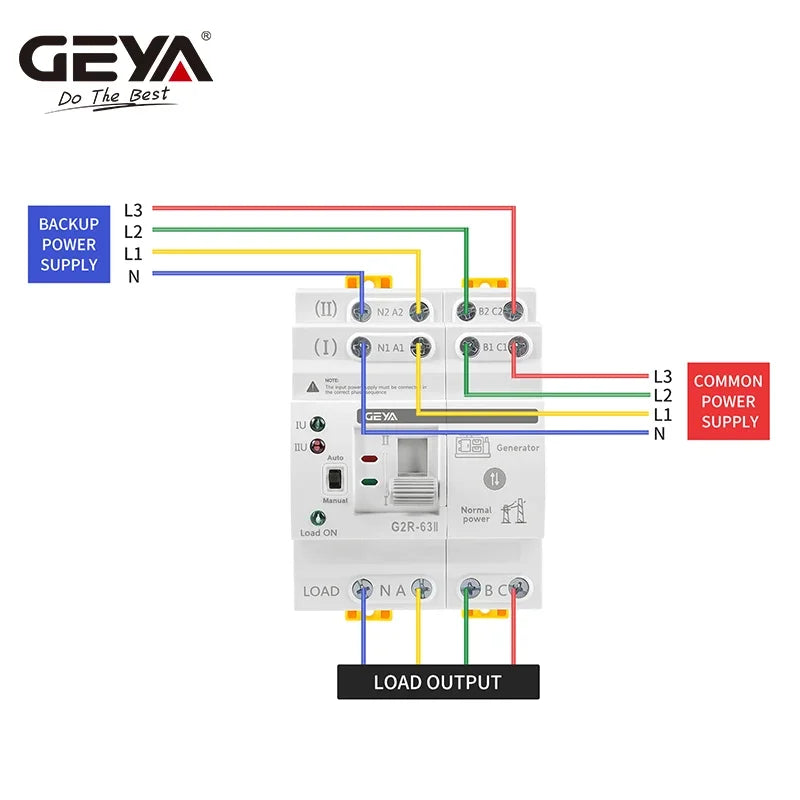 ATS Mini Automatic Transfer Switch 220V Din Rail Dual Power Electrical Selector Switches Uninterrupted Power 63A