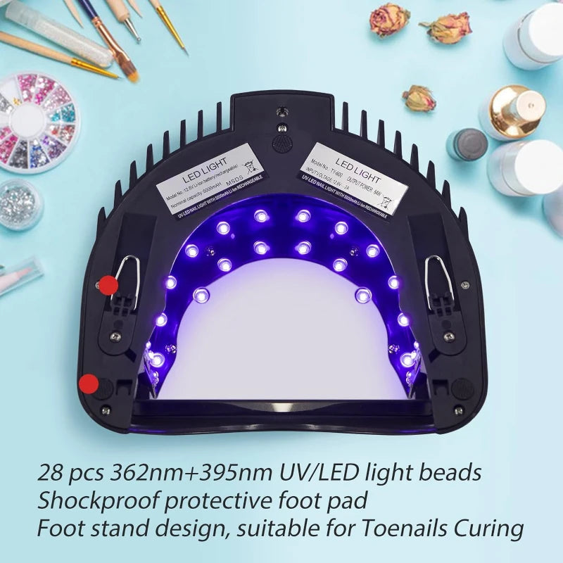 64W Rechargeable UV LED Nail Lamp Gel Polish Drying for Manicure with Automatic Sensor Cordless Nail Dryer Equipment and Tools