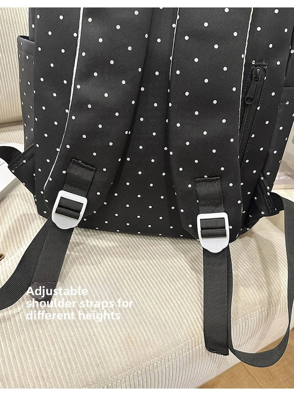 New Large Capacity Polka Dot Backpack Lightweight Multifunctional Piano Key Backpack Black Piano Mochilas for Women