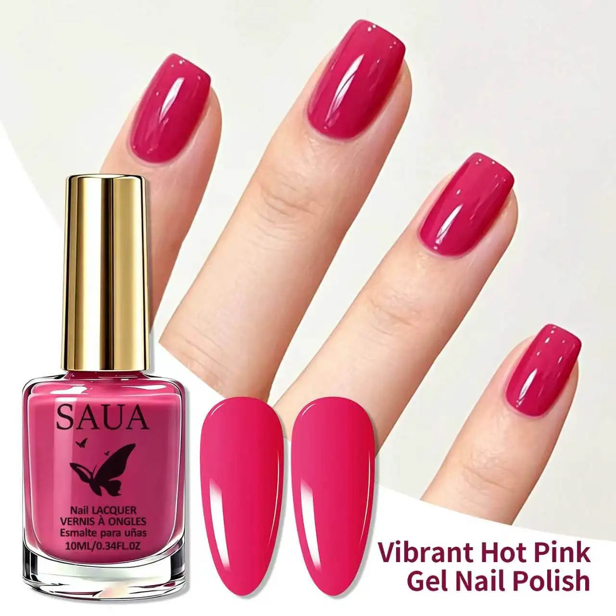 10ML Rose Red Nail Polish, Quick Dry, Long-Lasting High Gloss, Elegant, Suitable for Commute, Parties, Dates, Festivals.