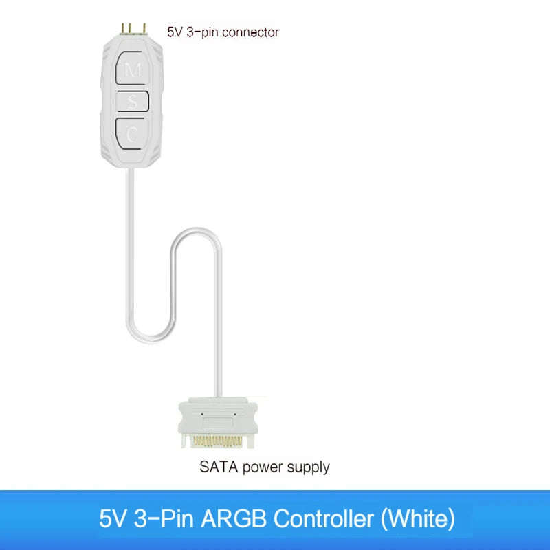 Coolcirc ARGB Controller 5V 3pin To SATA Power Supply Mini RGB Controller 3PIN Hub For Computer CPU Case Fan LED Light Radiator