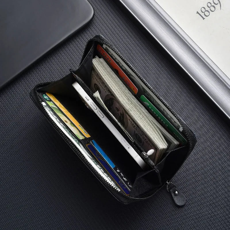 Leather Wallet Men RFID Blocking Bifold Front Pocket Wallet Minimalist Credit Card Holder Cash Money Clip